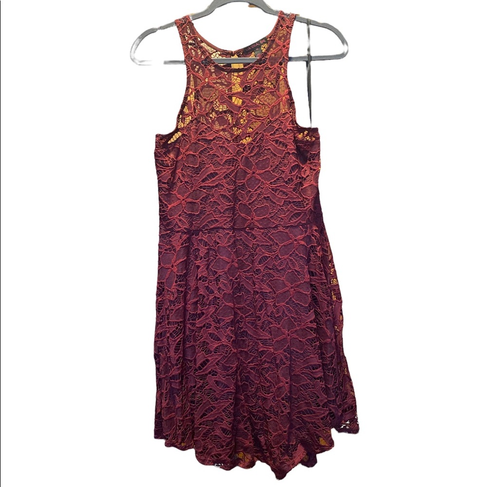Maroon lace juniors dress